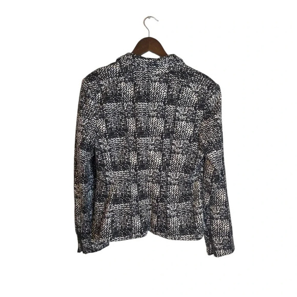 Grace Elements Black White Animal Print Collared Zipper Jacket Size 10 - Picture 5 of 7